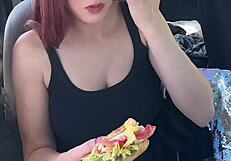 Italian big tits horny milf artemisia love eats in the car