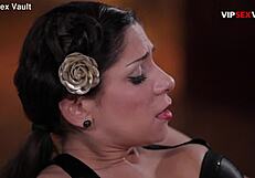 Big-tit babe in corset gets fucked missionary then mounts him