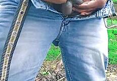 outdoor tiny 18+ clit pissing and sissy body show