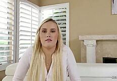 blonde beauty girl with big butt seduce to first ass licking rimjob by older guy