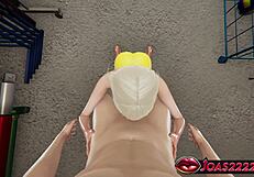 Big tits trainer yamanaka licks frenulum in sloppy 3d blowjob