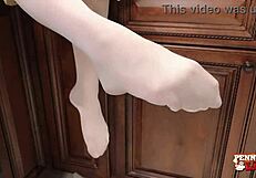 redhead penny pax loves teasing her wet pussy with banana in kitchen