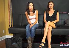 brunette jamie gives a dirty pov blowjob