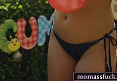 Hungarian step mom shows asshole as birthday gift