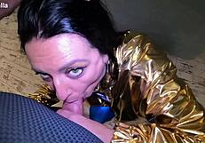 Shiny Cameltoe Tease Hard Spanking Deep Blowjobs And Rough Doggy With Double Cumshot