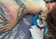 behind the scenes with tattooed girl at z-filmz tattoo shop