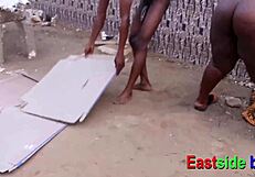 chubby ebony bent over for outdoor fuck