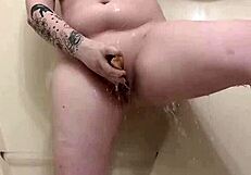 Shower squirting with big tits