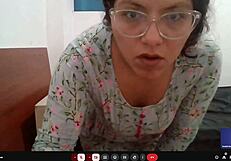 Did she forget the zoom camera was on and masturbate during her job interview with the boss