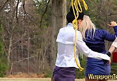 watersports lezzies play with toys outdoors