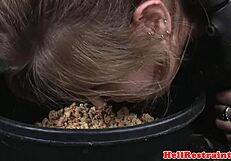 Restrained submissive ass fingered by maledom
