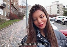 Beautiful student girl gets fucked for debt forgiveness