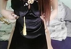 thai girl next door shows cute solo play in cosplay