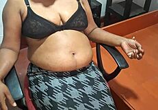 busty secretary works at home office