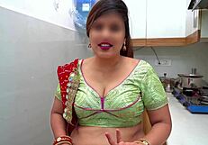 Indian wife pays milk bill by hard kitchen fuck