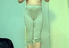 Blonde does striptease and rips pants off