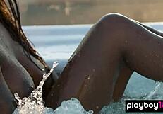 ebony mermaid mimi desuka shows big natural boobs in jacuzzi