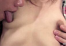 Skinny and small 18+ tits asian teen 18+ pick up and seduce to first uncensored jav creampie casting fuck
