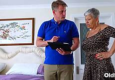oldnanny mature granny seduces young realtor in bedroom