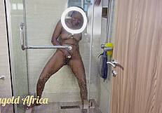 Black Girl Shows Her Big Pussy Lips In Shower With New Vibrator Toy