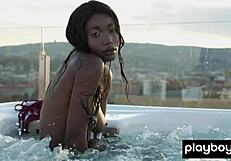 ebony mermaid mimi desuka shows big natural boobs in jacuzzi