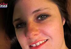 Brunette curvy sarah james swallows after rimjob in amateur audition