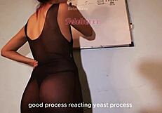 Hot nasty teacher gives a lesson about chemistry