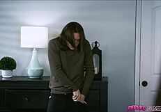 Stepbro caught sniffing panties in the room