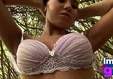 Hotty paul showing her medium tits and butts in forest