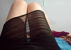 Step cousin shows legs without panties