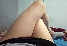 Step cousin shows legs without panties