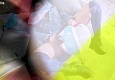 Denim beach ball humiliation leads to deepthroat popping doggy and double cum