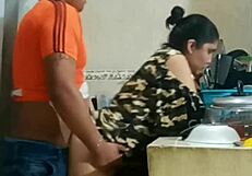 The Boss Son Has Sex With Maid In Kitchen