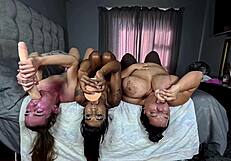 bbw indian and white girl deepthroat facefucking their throats with dildos