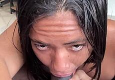 She records herself while sucking big cock