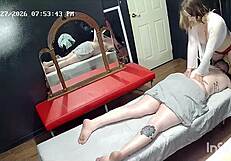 Office slut gives her boss a rub down now