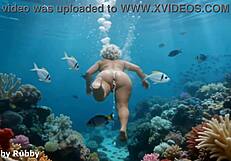Stranger cum inside me creampie underwater chubby bbw naked swimming sea underwater by ai