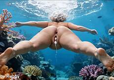 Stranger cum inside me creampie underwater chubby bbw naked swimming sea underwater by ai