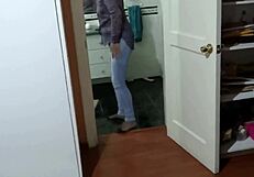 Stepmother getting dressed on film