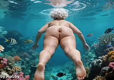 Stranger cum inside me creampie underwater chubby bbw naked swimming sea underwater by ai