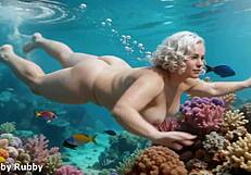 Stranger cum inside me creampie underwater chubby bbw naked swimming sea underwater by ai