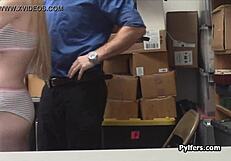 Huge titty teen thief blows guard