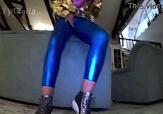Shiny Cameltoe Tease Leads To Hard Spanking And Rough Doggy With Double Cumshot