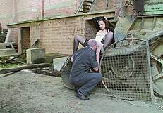sweet girl natacha gets picked up and seduced by two old guys outdoors