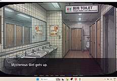 bored man gets sex in an underground subway bathroom