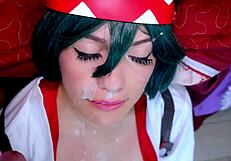 Kiriko covered in a massive facial climax extended. Sweet darling