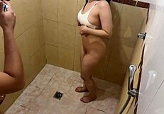 My step cousin arrives in my shower