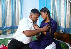 Desi school girl first time with teacher.