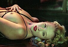 Busty samantha rone in body stocking fishnets plays with herself