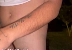 Orgy in the forest at night with young girls kissing outdoors